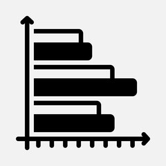 Bar chart icon in solid style, use for website mobile app presentation