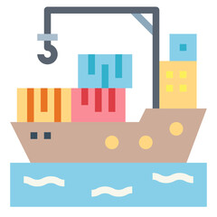 cargo ship flat icon style
