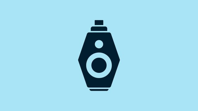 Blue Car key with remote icon isolated on blue background. Car key and alarm system. 4K Video motion graphic animation