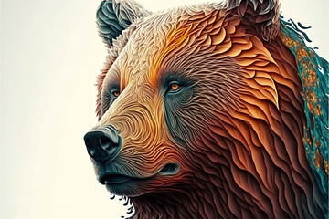 multi-medium stylized illustration of a grizzly bear with abstract and low poly elements ai generated	