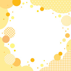 パターンとドットのフレーム バナー 背景/正方形・イエロー