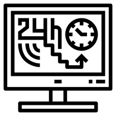 24 hours line icon style
