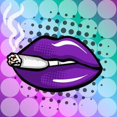 illustration of a smoking lips