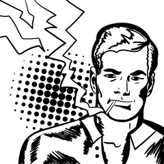 Fototapeta premium illustration of a smoking man