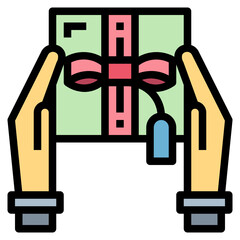 gift box filled outline icon style