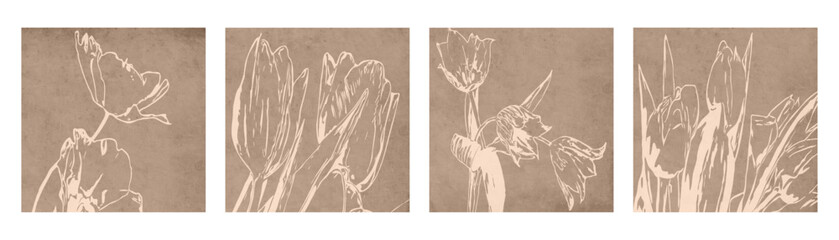 Fototapeta na wymiar Set of 4 Printable botanical poster.