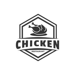 fried chicken logo and font, emblem, badge object graphic illustration