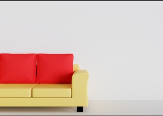 Design 3d rendering of sofa with blank background