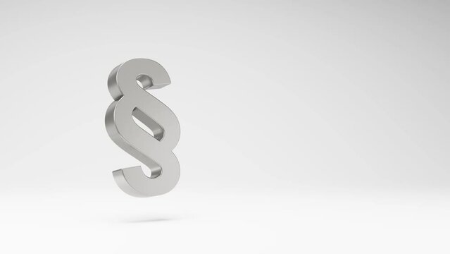 Paragraph 3D Metal Symbol Spinning on a Studio Light Gray Background, Seamless Loop 3D Animation with Copy Space
