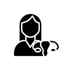 Gynaecology black glyph icon. Prevention and treatment of reproductive organs diseases. Female health care. Silhouette symbol on white space. Solid pictogram. Vector isolated illustration
