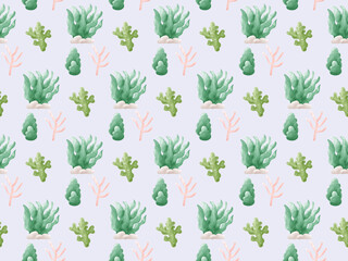 Seaweed Coral Seamless Patterns Tile Background