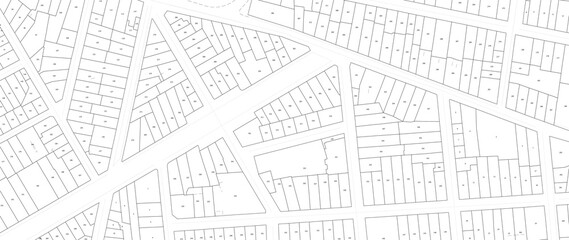 Urbanisme et territoire - plan cadastral avec limites de parcelles d'un centre ville d'une métropole