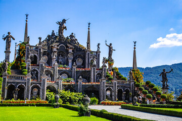 Italian style baroque Garden on Isola Bella, in isole borromee islands in lake Maggiore, Italy