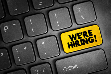 Fototapeta premium We're hiring button on keyboard, concept background