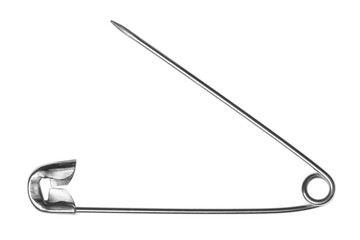 Open safety pin, isolated on white background