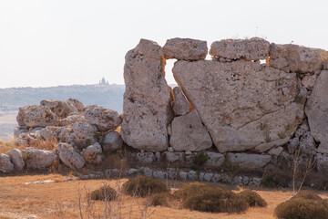 Gozo. Xaghra Ggantija, Malta. Megalithic temple complex