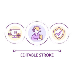 Balance between sports activity and gadget usage loop concept icon. Healthy lifestyle abstract idea thin line illustration. Isolated outline drawing. Editable stroke. Arial font used