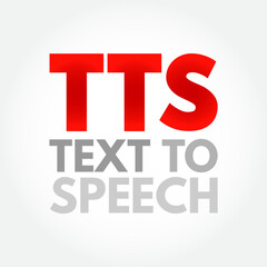 TTS - Text to Speech acronym, technology concept background
