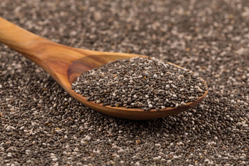 Chia seeds closeup in spoon