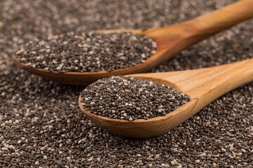 Chia seeds closeup in spoon