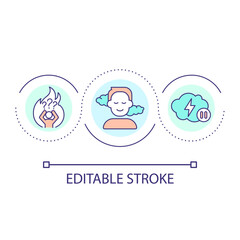 Dealing with panic attack loop concept icon. Mental health improvement. Find inner peace abstract idea thin line illustration. Isolated outline drawing. Editable stroke. Arial font used