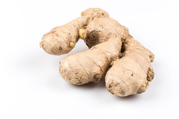 fresh ginger on white background