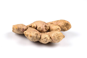 fresh ginger on white background