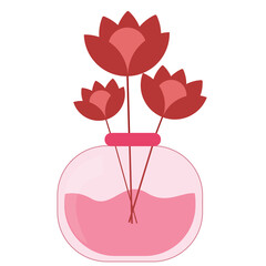 Flowers in a round aquarium, valentine day