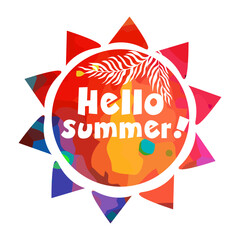 Hello Sun Stylish Fun Invitation Card for Holiday Days and Celebration Party. Best Modern Design Vector Illustration: Hand Drawn Textures for Headline, Banners, Logos, Brochures and other Templates.