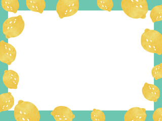 水彩画　かわいいレモンのイラスト　フレーム背景素材