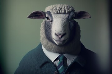 Portrait of sheep in a business suit