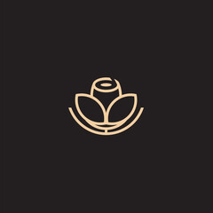 flower logo illustration. Floral wreaths. Botanical floral emblem with typography on black background