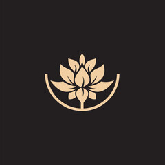 flower logo illustration. Floral wreaths. Botanical floral emblem with typography on black background