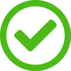Green Checkmark Yes Sign Approve or Confirm or Success Round Circle Icon. Vector Image.