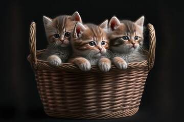 Fototapeta na wymiar Kittens In A Basket