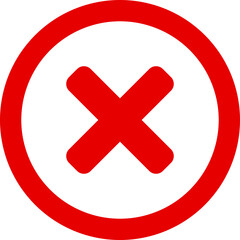 Fototapeta premium Red X Cross No Sign Wrong or Decline or Error Round Circle Icon. Vector Image.