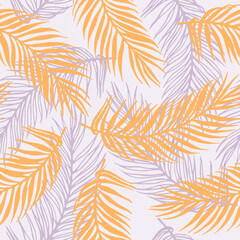 Fototapeta na wymiar Endless jungle palm leaves vector pattern. Botanical design over waves texture