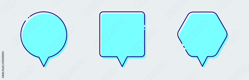 Poster chat bubble with retro design style. minimal blank chat boxes sign.