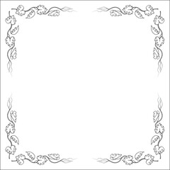 Black and white monochrome ornamental frame with gradient, corners for greeting cards, banners, invitations. Isolated vector illustration.	