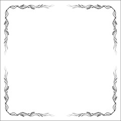Black and white monochrome ornamental frame with gradient, corners for greeting cards, banners, invitations. Isolated vector illustration.	