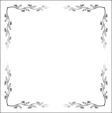 Black and white monochrome ornamental frame with gradient, corners for greeting cards, banners, invitations. Isolated vector illustration.	