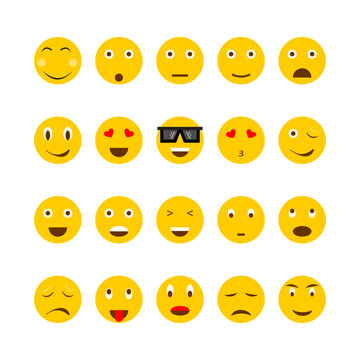 set of smileys with faces emoji's vector