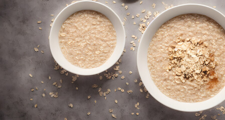 Illustration of oatmeal porridge, generative ai
