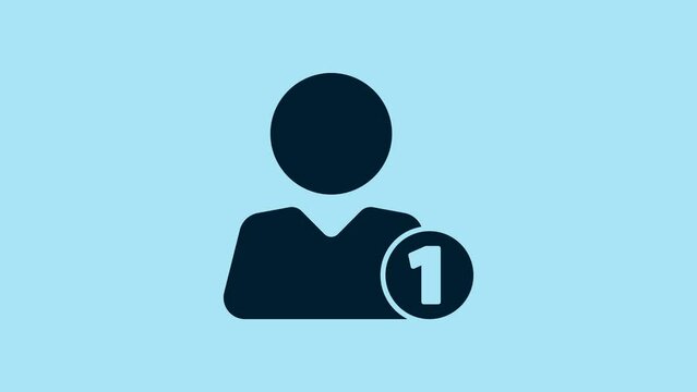 Blue Add to friend icon isolated on blue background. 4K Video motion graphic animation