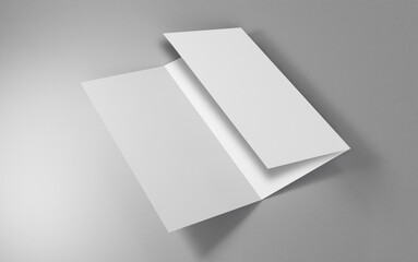 Blank tri fold brochure template for mock up and presentation design. 3d render
