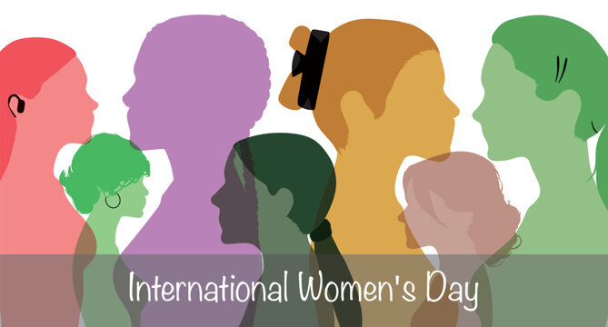 Group of women from different ethnicities stands together. International Women's Day. Group of women of different ages stands together. 