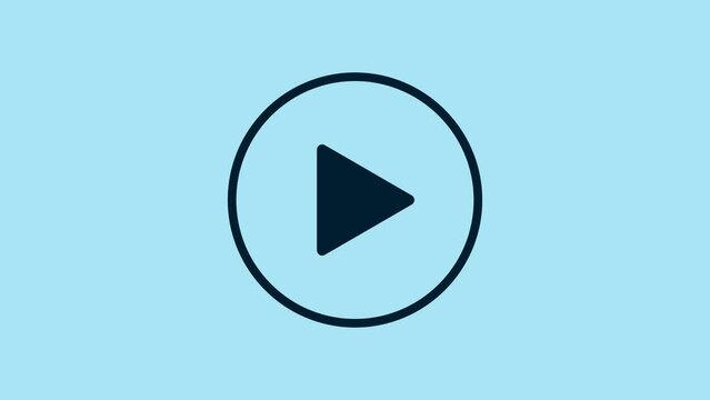 Blue Play in circle icon isolated on blue background. 4K Video motion graphic animation