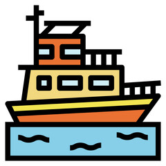 Yacht filled outline icon style