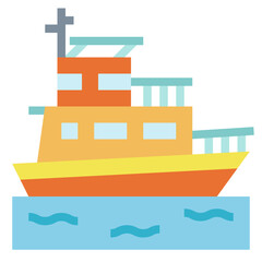 Yacht flat icon style