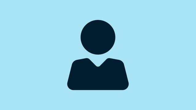 Blue Add to friend icon isolated on blue background. 4K Video motion graphic animation